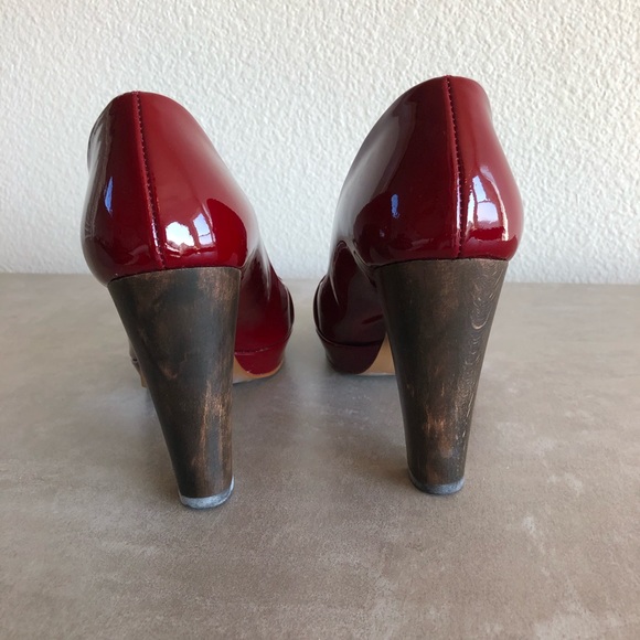 Zara Red Patent Peep Toe Pumps - Picture 4 of 6